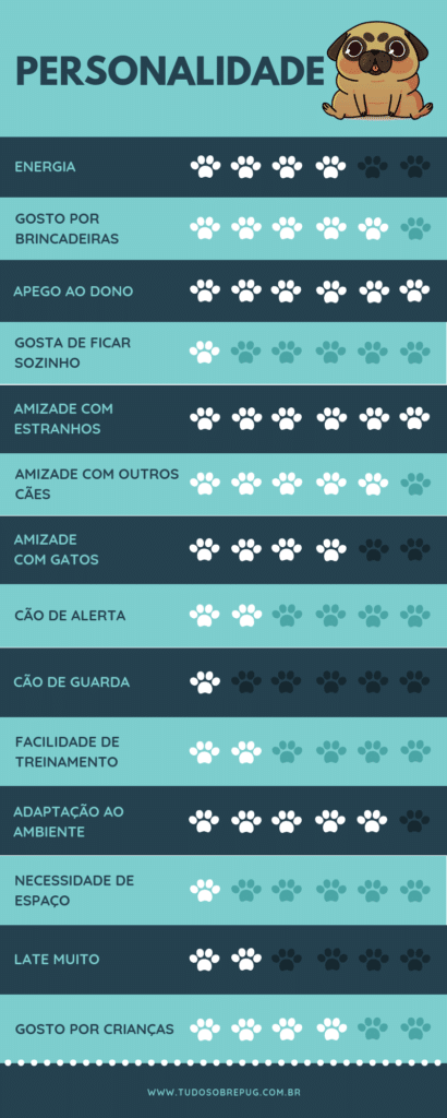 Infográfico: personalidade do cachorro pug