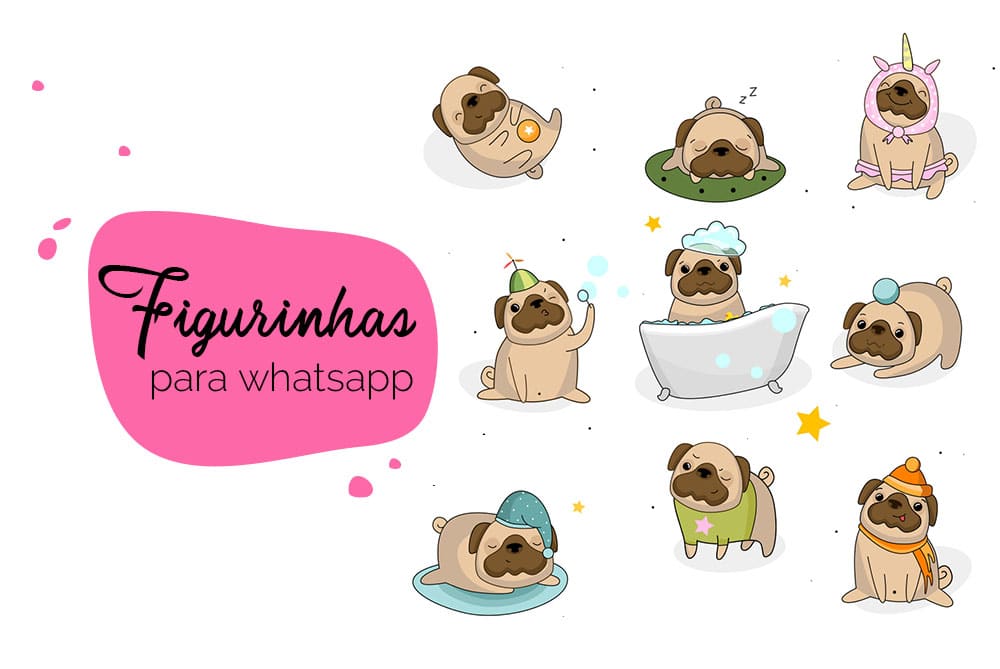 Como criar figurinhas para whatsapp: diferentes imagens de pugs