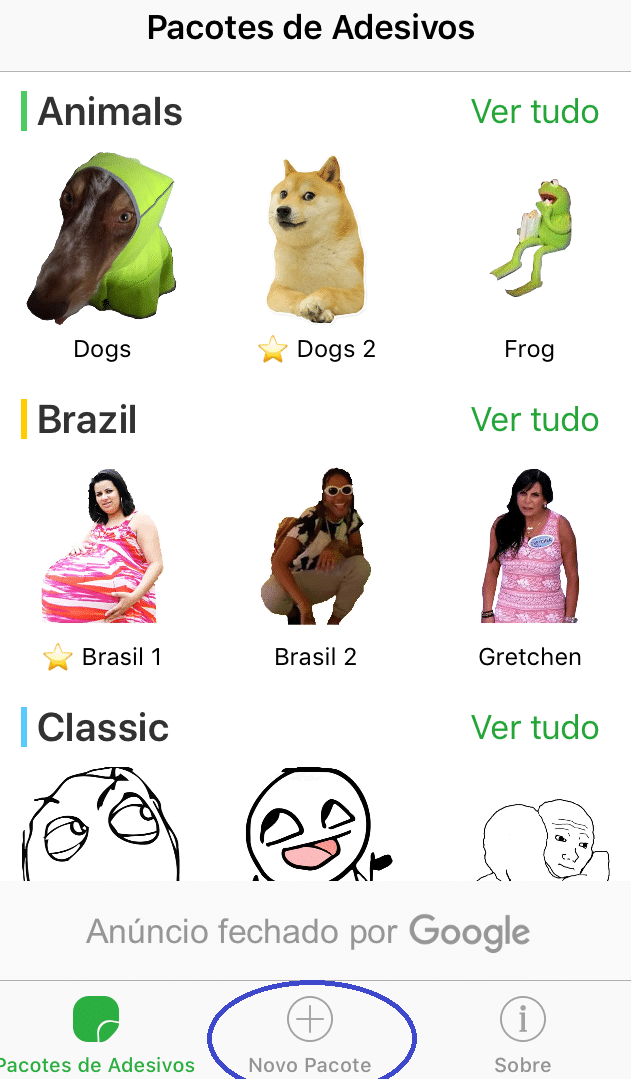 Screenshot passo 1 como criar figurinhas para whatsapp